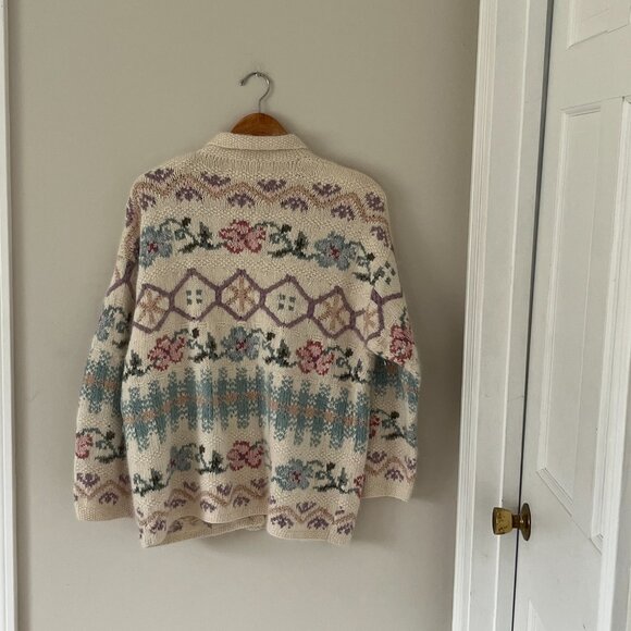 Vintage Express Angora Handknit Cardigan Silk Angora Size Large 90s Tradwife - Picture 9 of 11